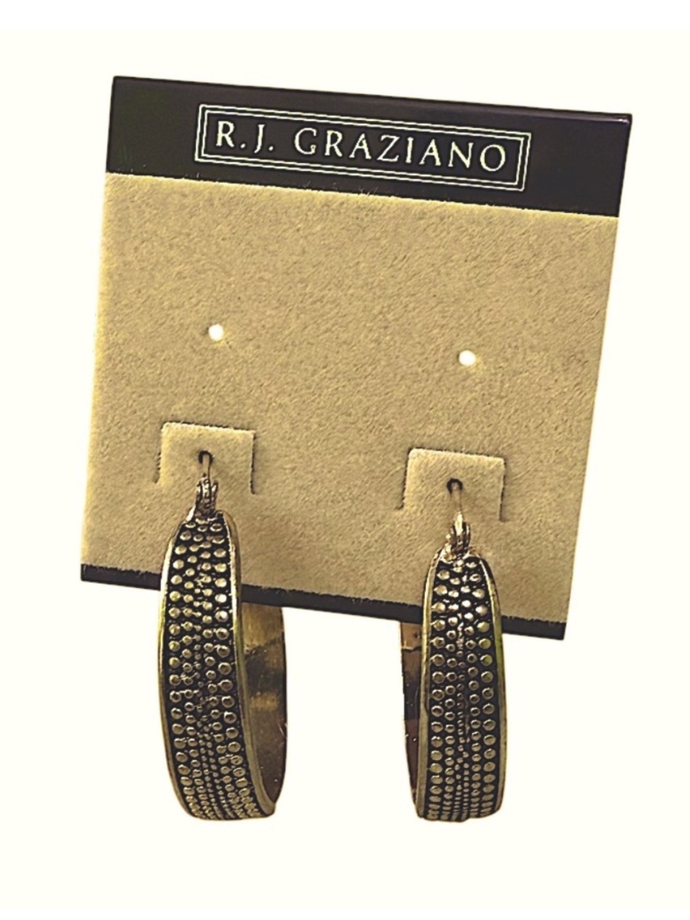 R.J. Graziano Chunky Wide Textured Hoops Statement Earrings Dark Antiqued Finish